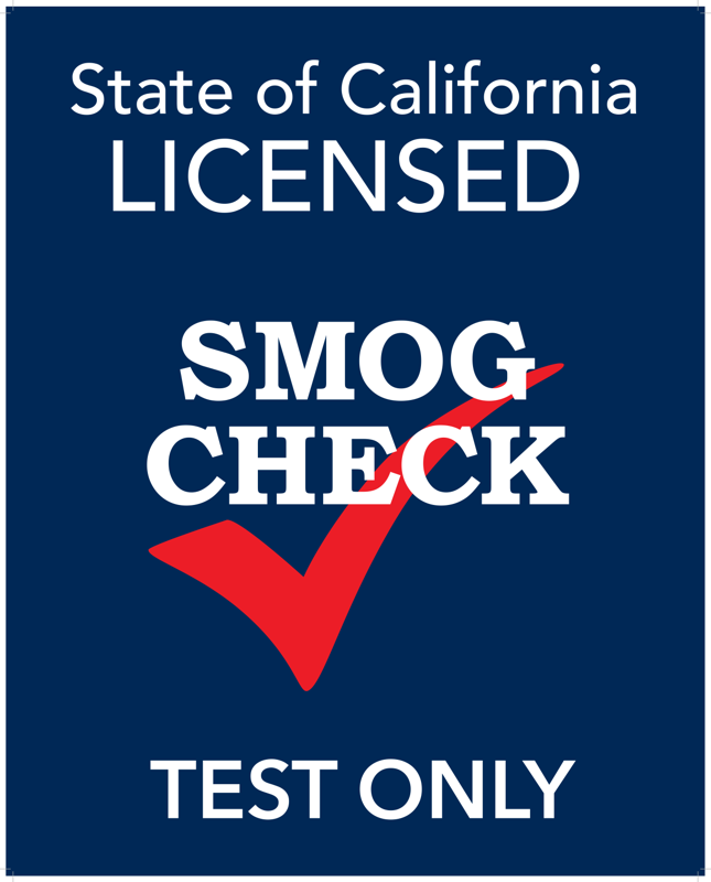 California Bureau of Automotive Repair licensed Smog Check Test Only station sign